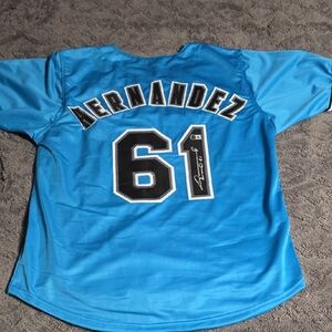 AUTHENTIC AUTOGRAPHED Livan HERNANDEZ CUSTOM Baseball Jersey with Hernandez 61